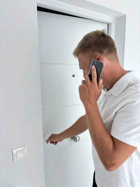 Alex unlocking a front door during a keyholding visit